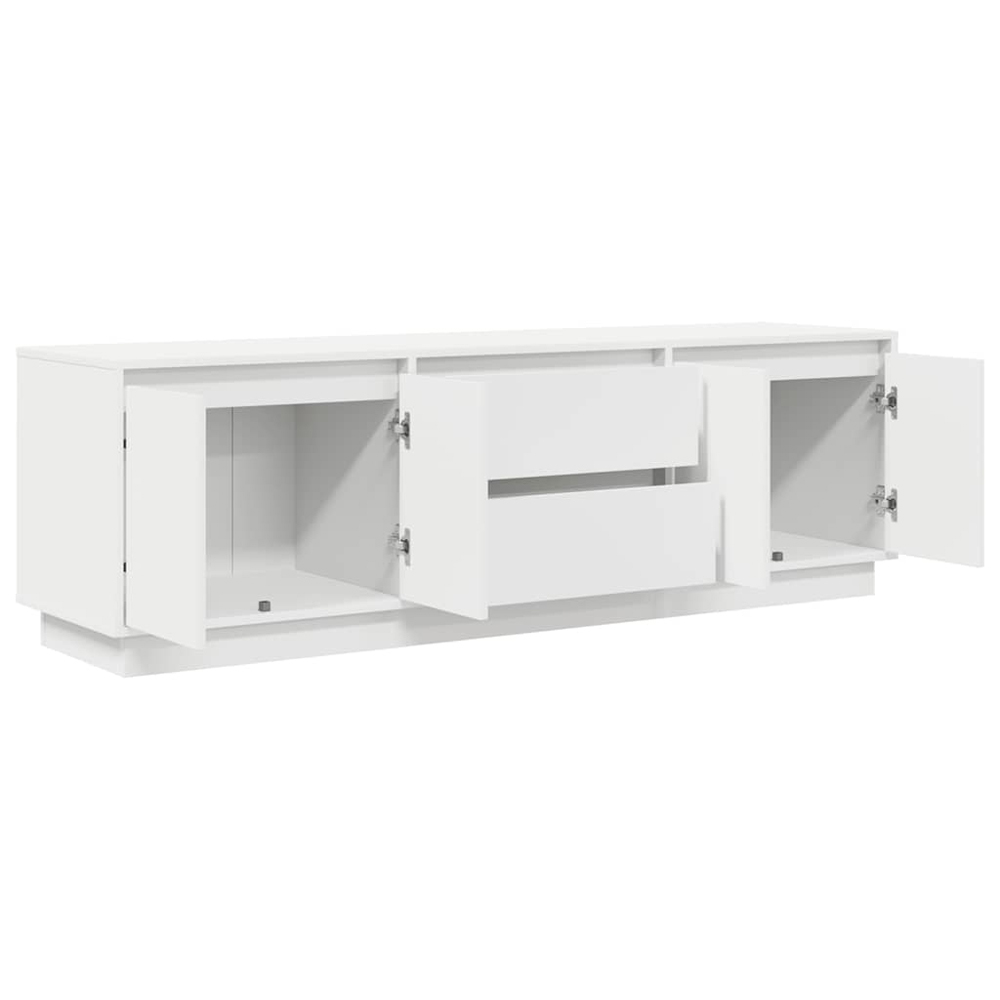 vidaXL 4 Door 2 Drawer White TV Cabinet with LED Lights Image 5