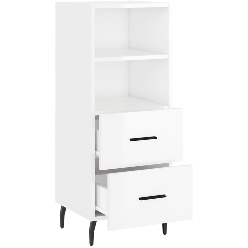 vidaXL 2 Drawer 2 Shelf High Gloss White Sideboard Image 5