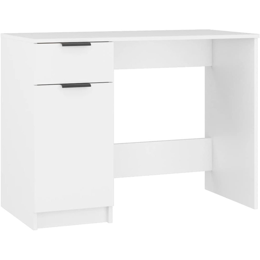 vidaXL Single Door Single Drawer Computer Desk White Image 2