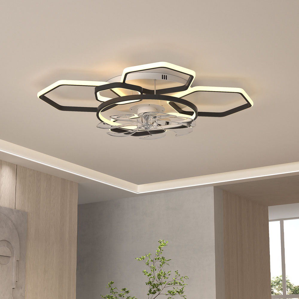 Living and Home Geometrical LED Ceiling Fan Light 40 inch Image 2