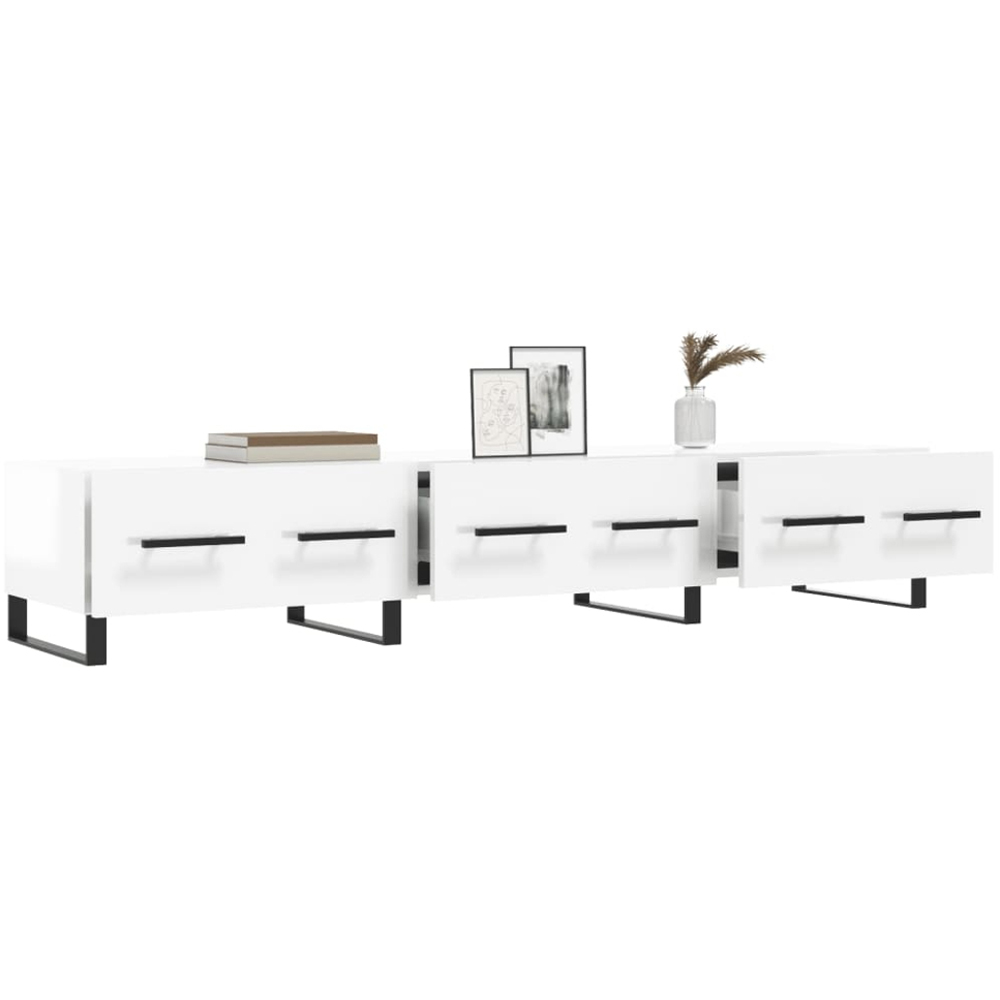 vidaXL 3 Drawer High Gloss White TV Cabinet Image 4