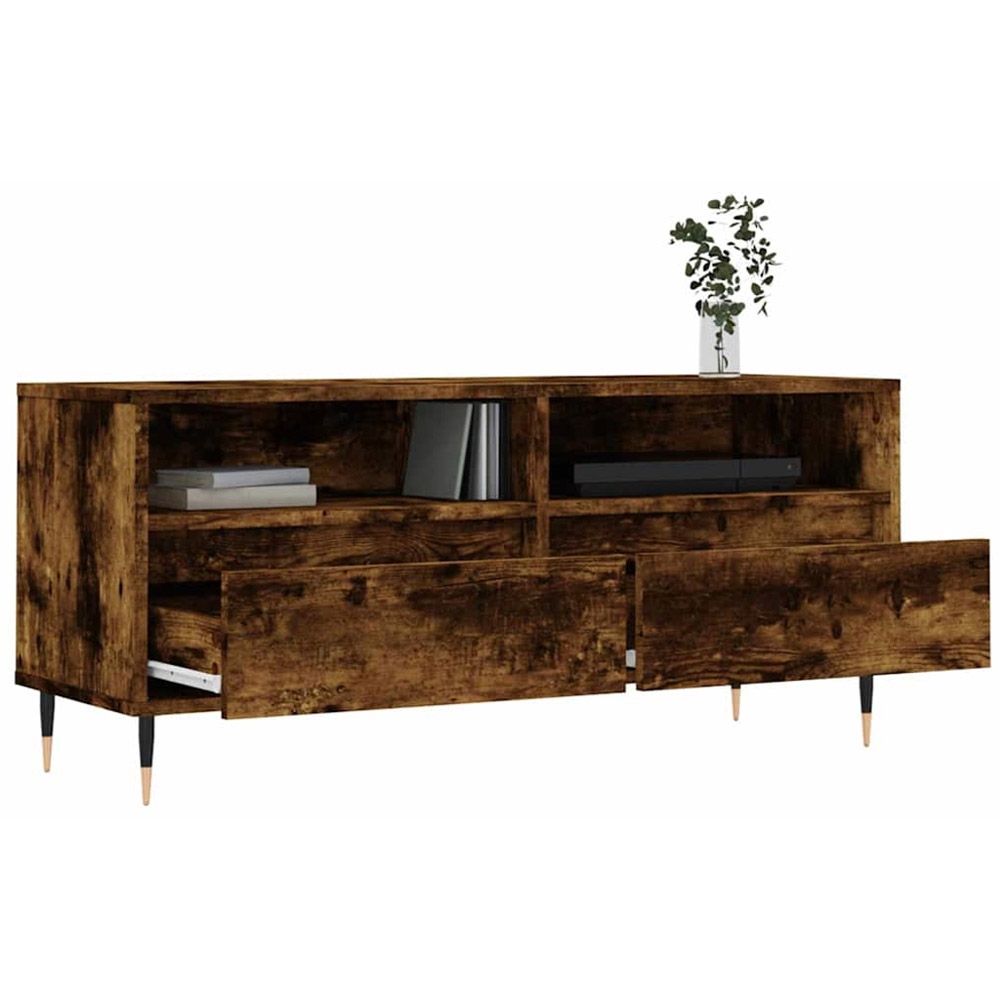 vidaXL 2 Drawer 2 Shelf Smoked Oak TV Cabinet Image 4