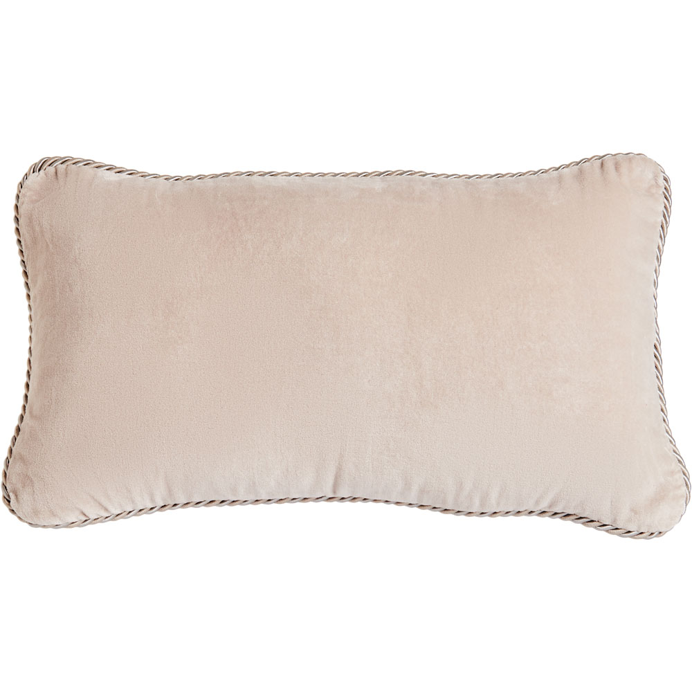 Wilko Mink Velvet Cushion with Cord Trim 50 x 30cm Image 1