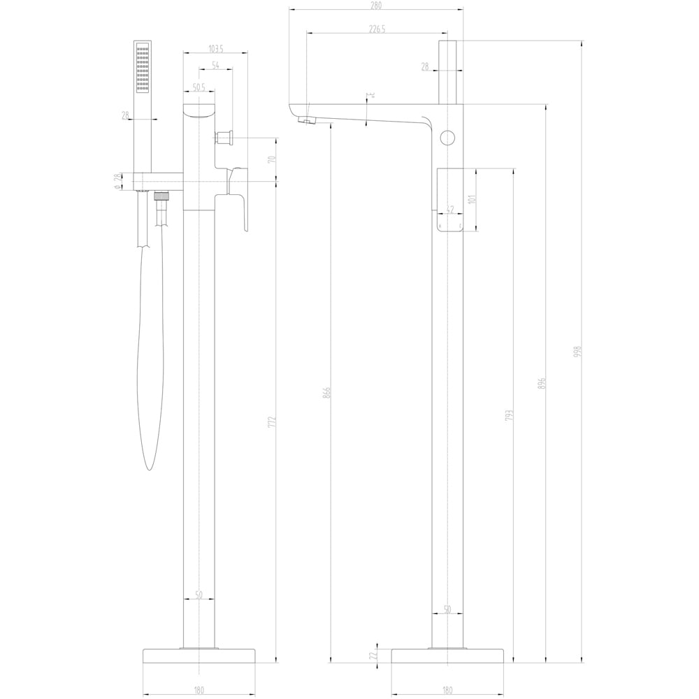 Bathstore Riviera Chrome Floor Standing Bath Shower Mixer Kit Image 3
