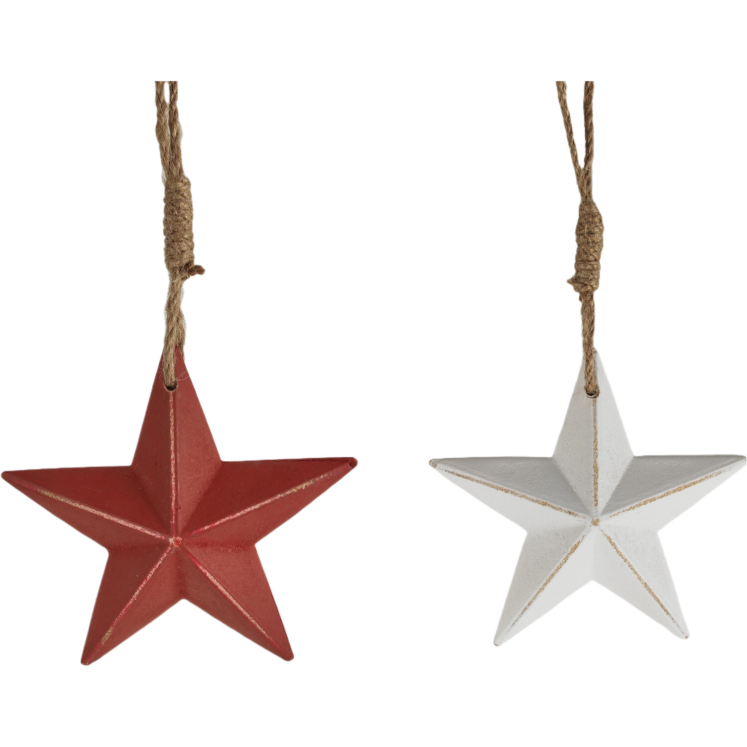 Festive Wooden Star Decoration Red or White Image