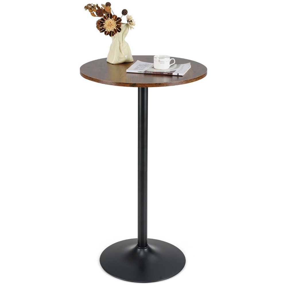 Costway Round Top Pub and Bar Table Rustic Brown Image 2