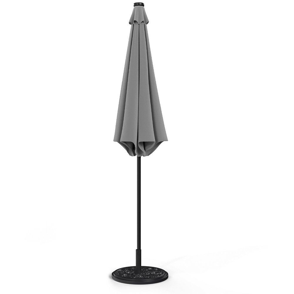 Living and Home Light Grey 24 LED Crank Lift Garden Parasol with Floral Pattern Base 3m Image 3
