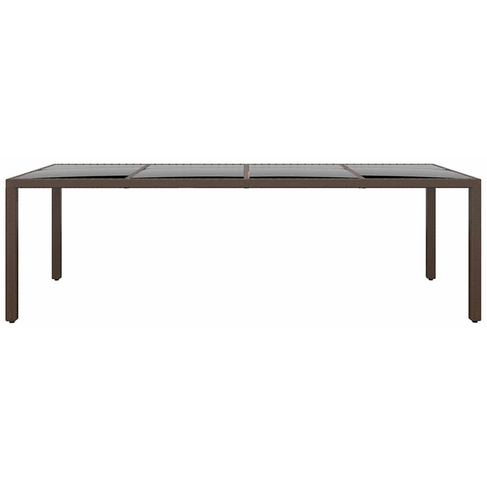 vidaXL 8 Seater PE Rattan Glass Top Garden Table Brown Image 2