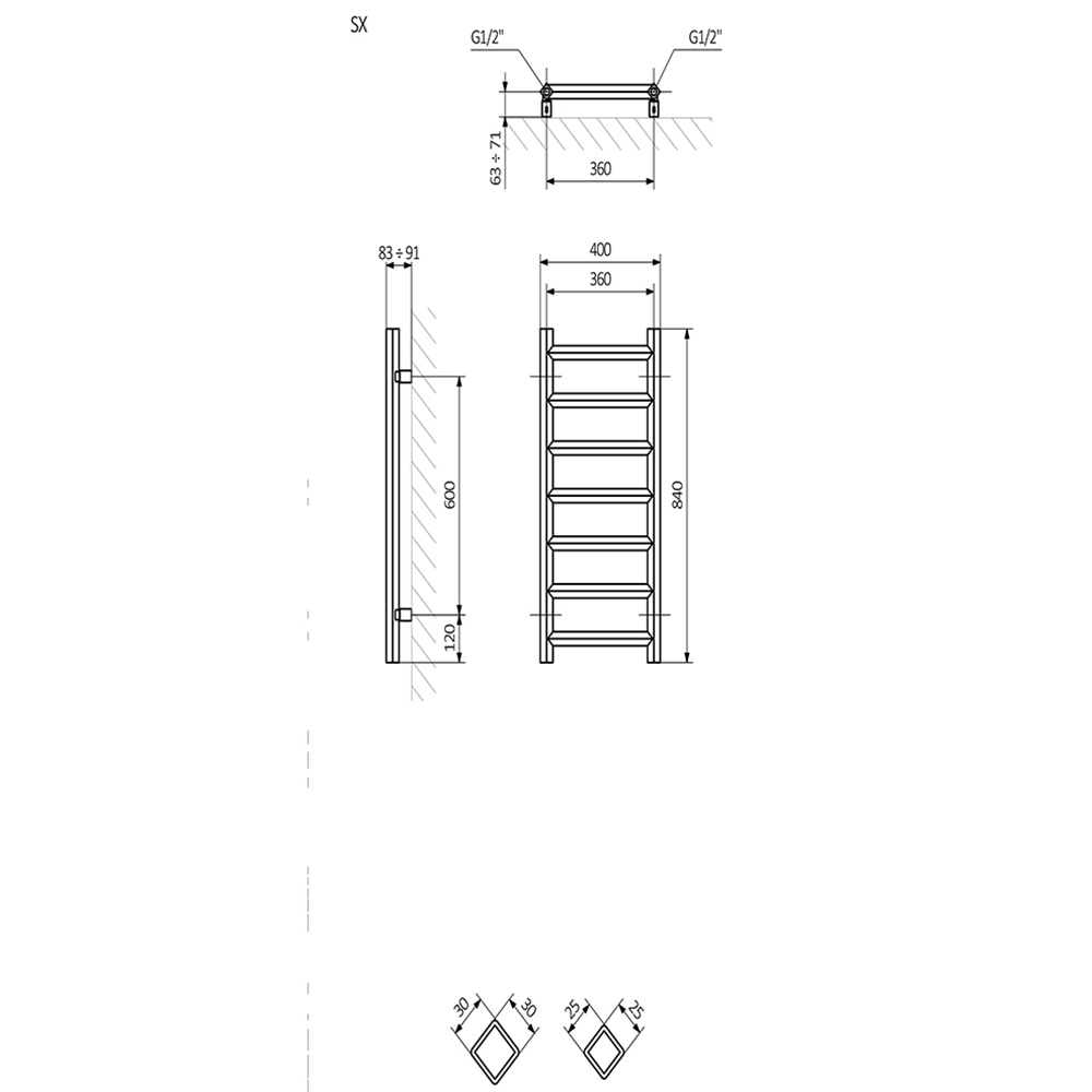 Terma Crystal 805 BTU Modern Grey Electric Heated Towel Rail 840 x 400mm Image 6