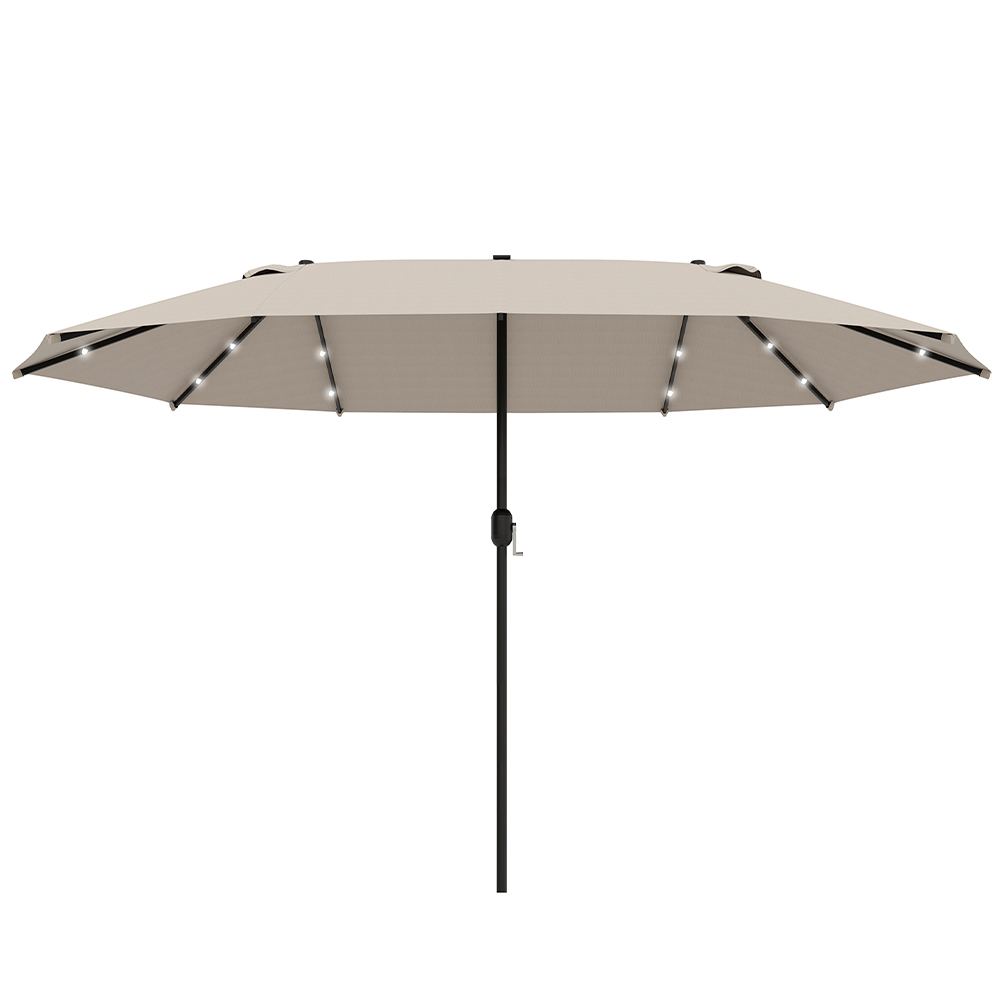 Outsunny Khaki Double Sided LED Garden Parasol 4.4m Image 1