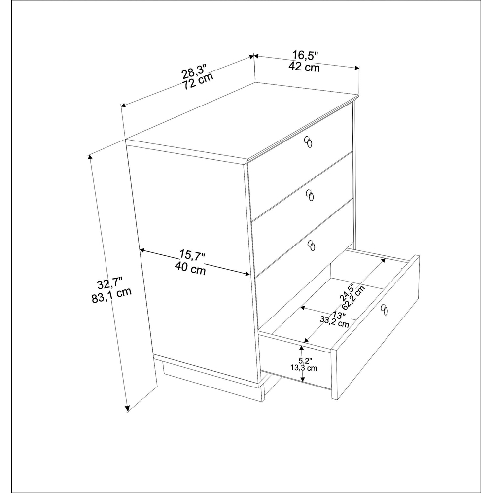 Decorotika Sahra 4 Drawer White and Walnut Chest of Drawers Image 6