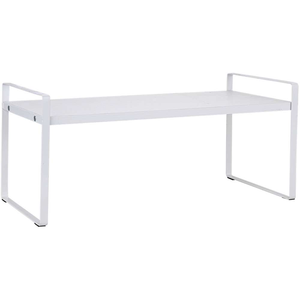 Living and Home White Wood Grain Countertop Storage Shelf with Metal Frame Image 1