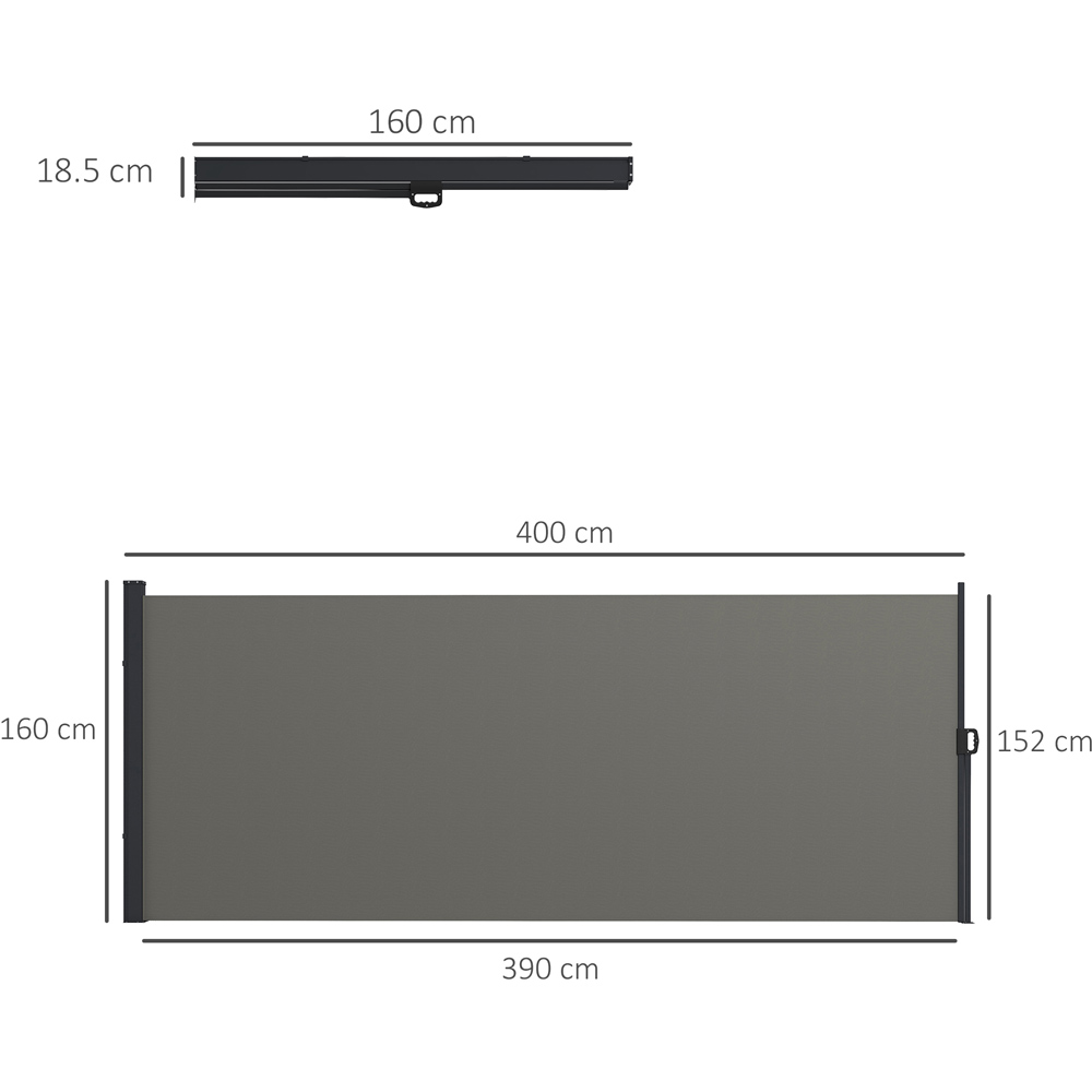 Outsunny Dark Grey Retractable Side Awning 4 x 1.6m Image 8