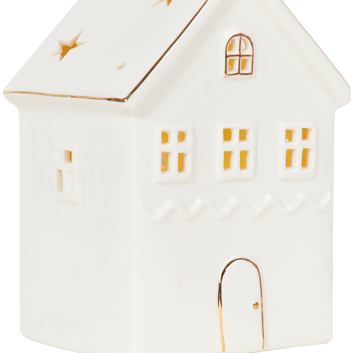 LED White And Gold Lined House - White Image 4