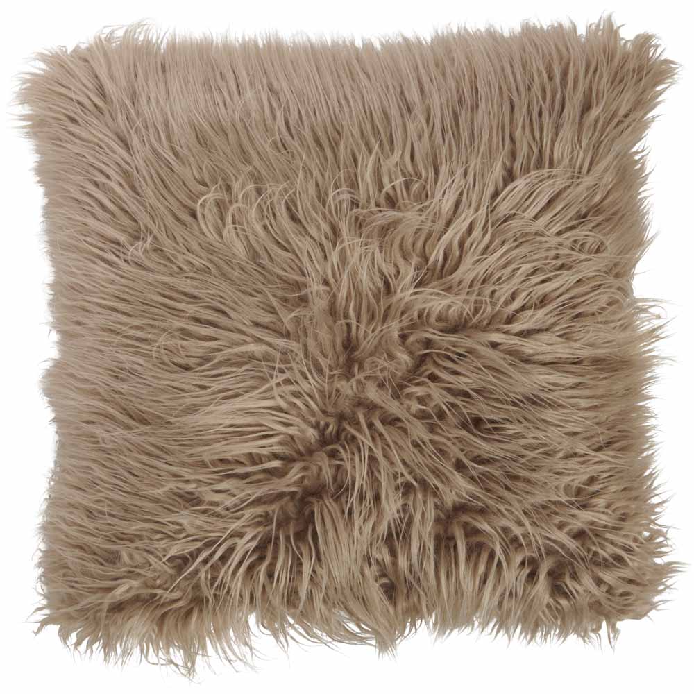 Wilko Humus New Faux Mongolain Cushion 43 x 43cm Image 1