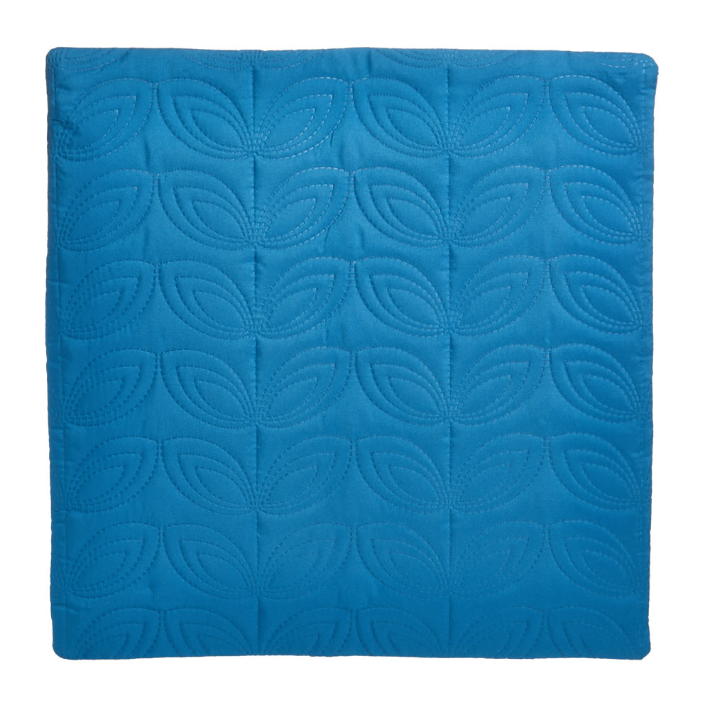 Wilko 2 pack Blue Embossed Leaf Cushion Covers 43 x 43cm Image
