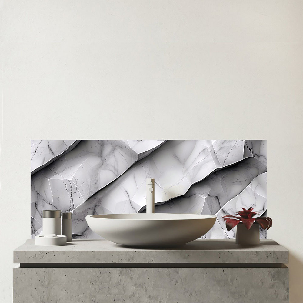 Warren Reed Designer Modern Grey Marble Effect Bathroom Splashback 25 x 60cm Image 1