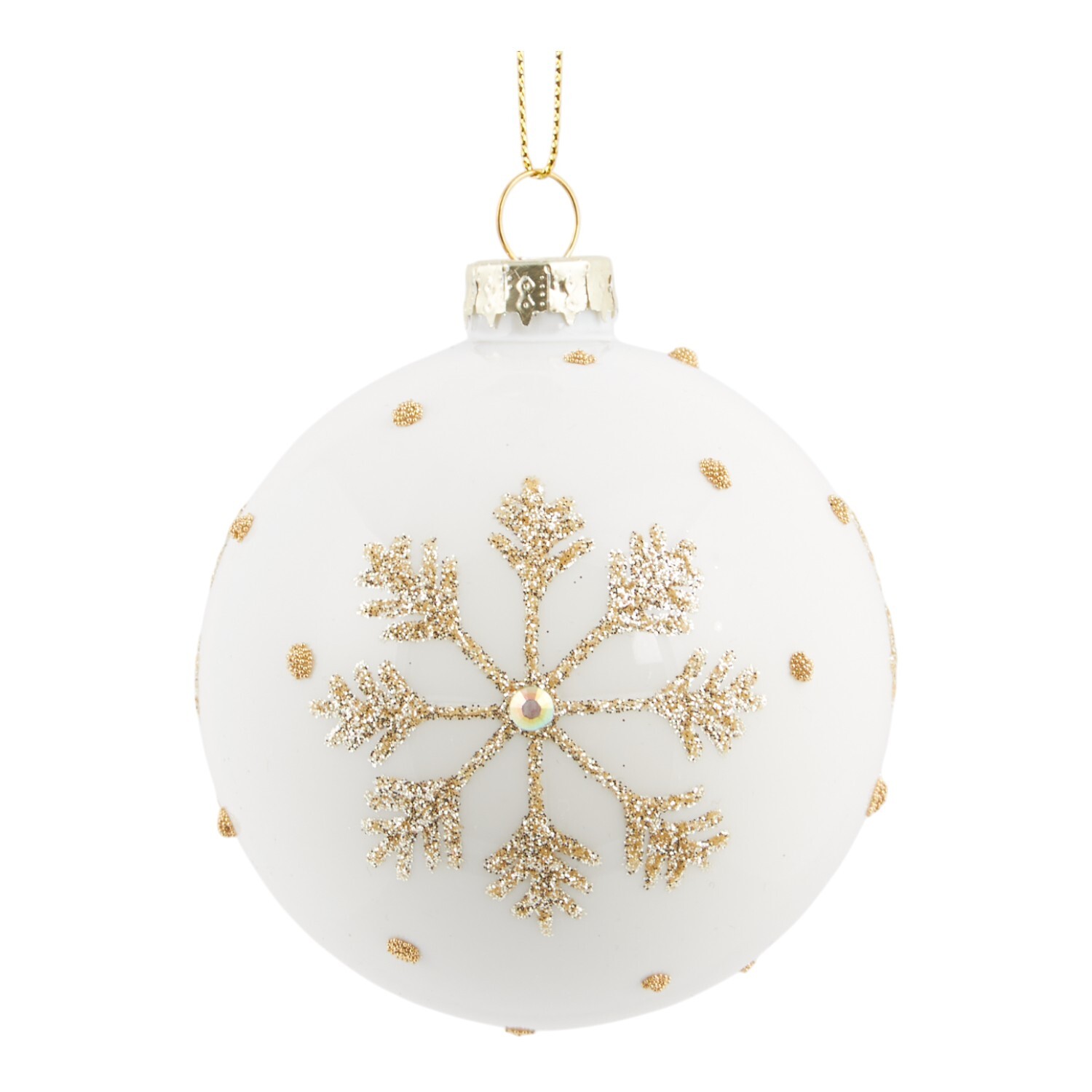 Ivory and Gold Beaded Bauble Image 4