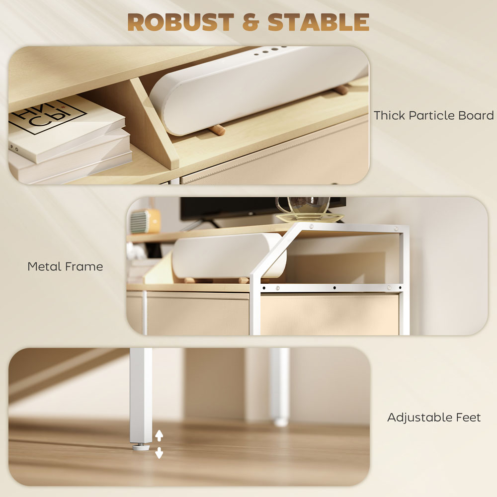 HOMCOM 2 Drawers Natural Brown TV Unit Image 7