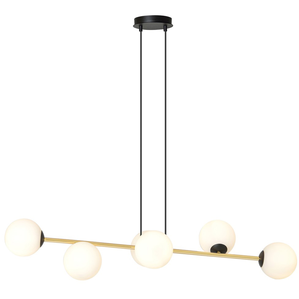 Emibig Gravity 6 Light White Shade Black and Gold E14 Ceiling Pendant Light Image 3