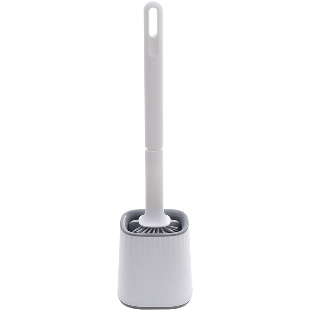 Living and Home White Silicone Flexible Toilet Brush with Holder Image 1