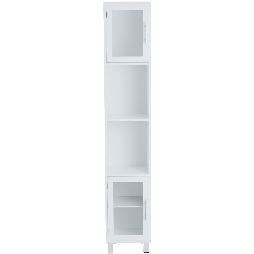 Costway 2 Door 2 Shelf White Wooden Slim Bathroom Cabinet Image 3