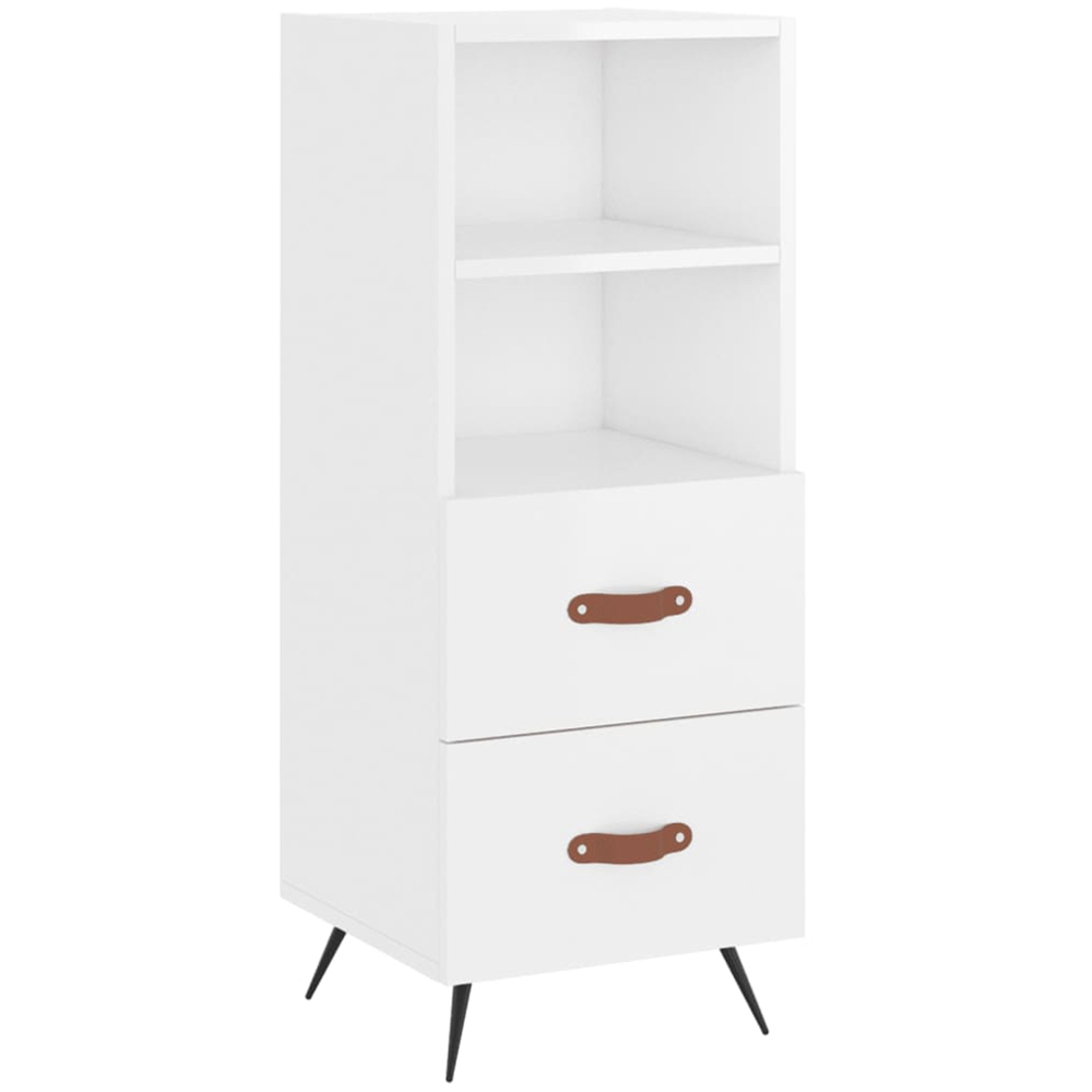 vidaXL Single Door 2 Drawer 2 Open Shelf White Highboard Image 5