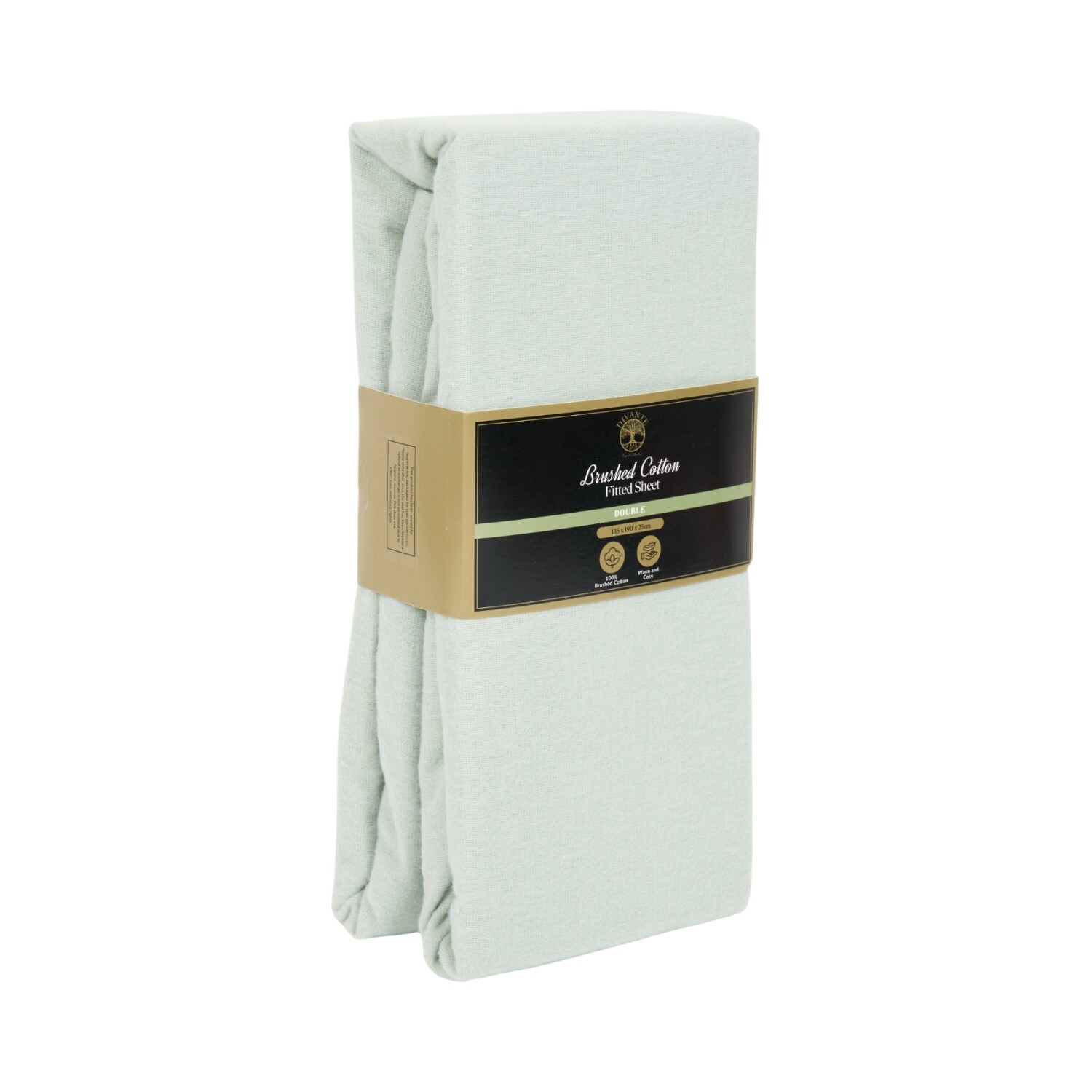 Cosy Brushed Cotton Fitted Sheet Sage Double Image 2