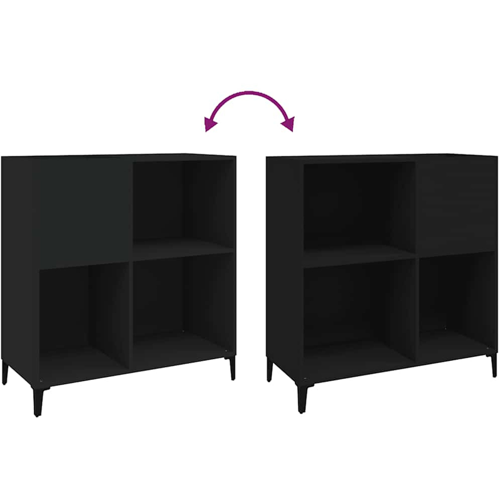 vidaXL 3 Shelf Black Record Cabinet Image 6