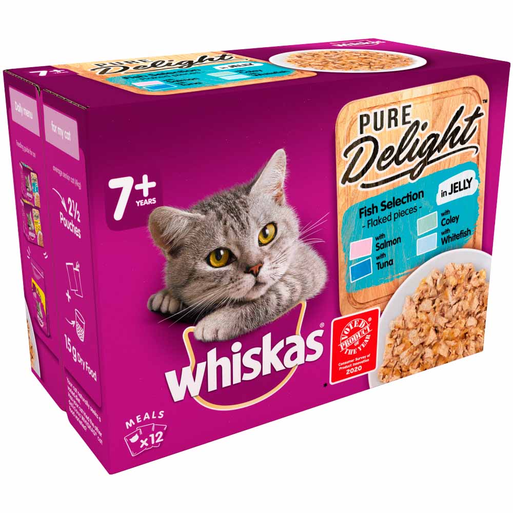 Whiskas Pure Delight Senior Cat Food Pouches Fish in Jelly 12 x 85g Image 2