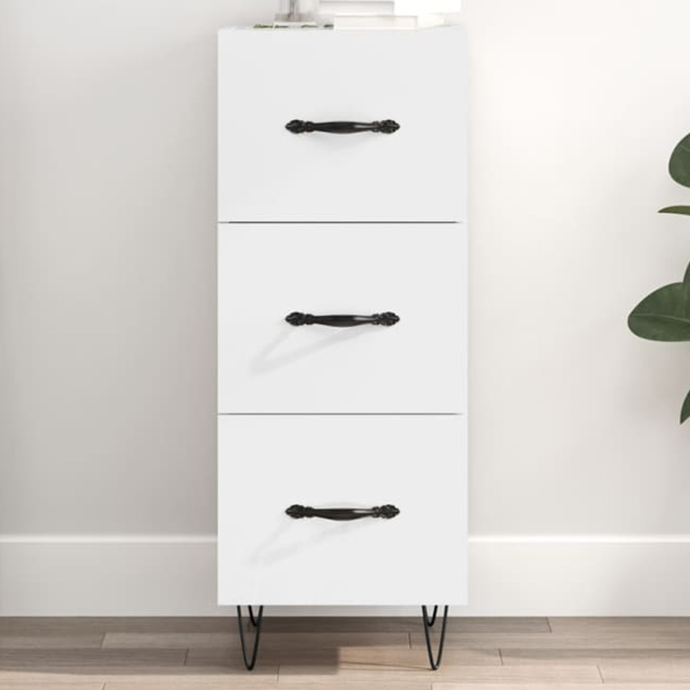 vidaXL 3 Drawer High Gloss White Sideboard Image 1