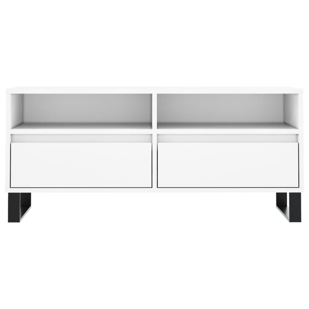 vidaXL 2 Drawer 2 Shelf White TV Cabinet Image 5