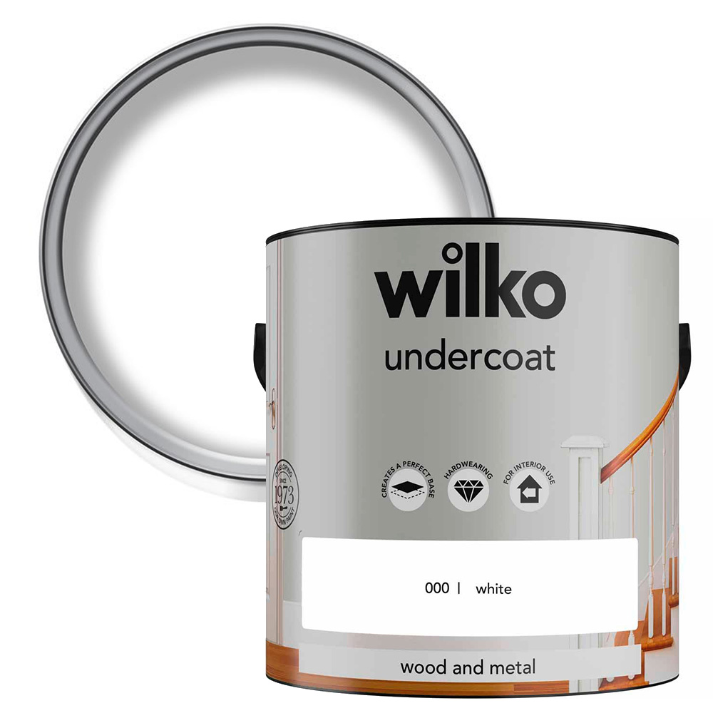 Wilko Wood and Metal White Undercoat Paint 2.5L Image 1