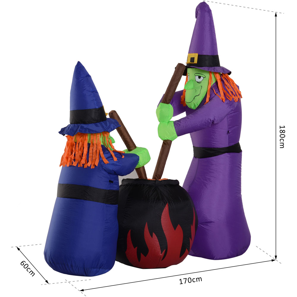 HOMCOM Halloween Inflatable Witches with Cauldron 6ft Image 6