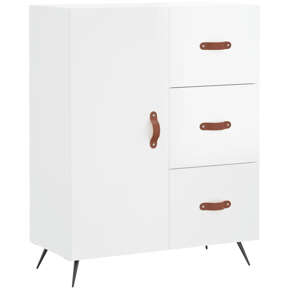 vidaXL Single Door 3 Drawer White Sideboard Image 2