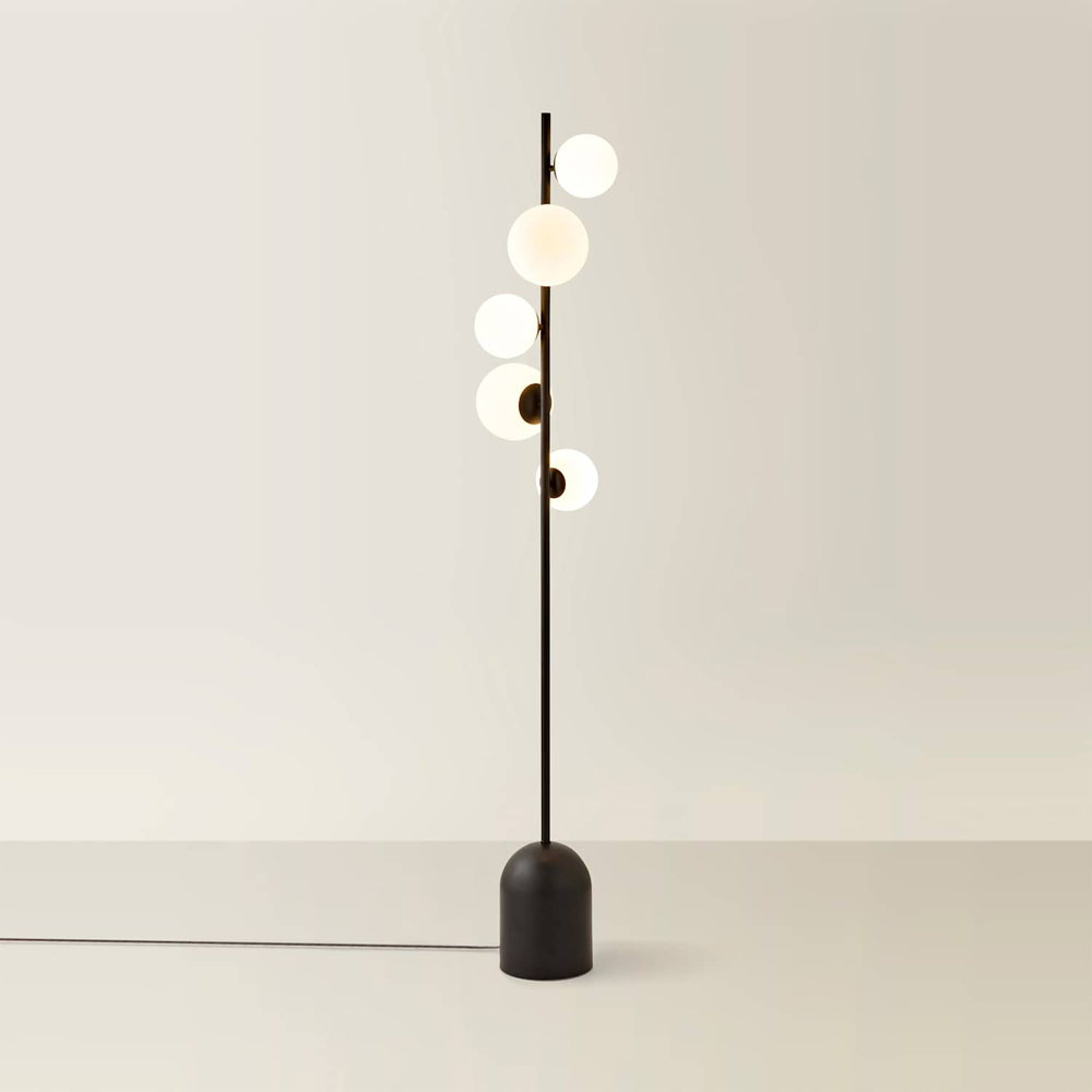 ValueLights Marlow 5 Way Globe Matte Black LED Floor Lamp with Bulb Image 4
