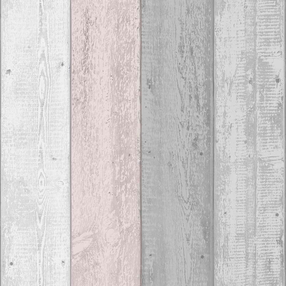 Arthouse Painted Wood Pink and Grey Wallpaper Image 1