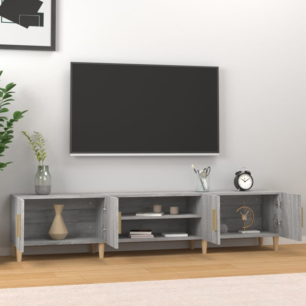vidaXL 4 Door 2 Shelf Grey Sonoma TV Cabinet Image 1