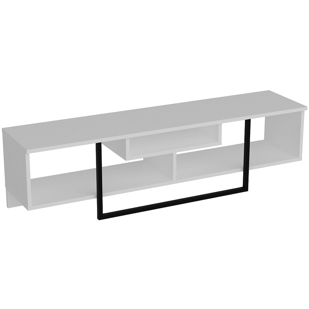 Decorotika Asal 3 Shelf White and Black Modern TV Unit Image 2