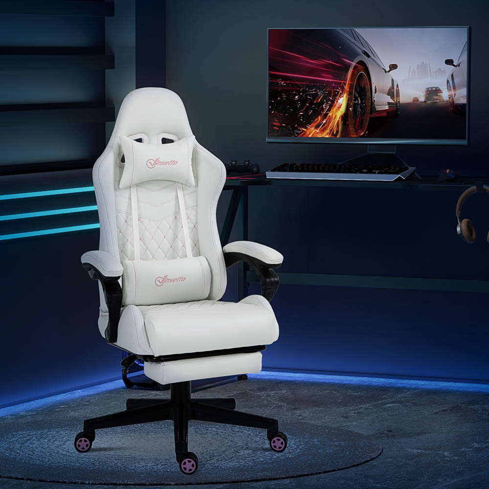 Portland White PU Leather Swivel Gaming Chair Image 1