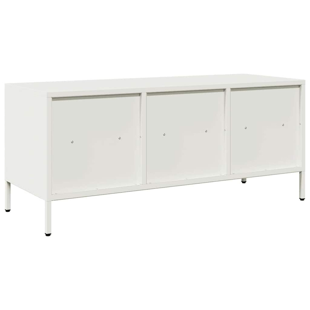 vidaXL 3 Drawer 3 Shelf White Cold-Rolled Steel TV Cabinet Image 5