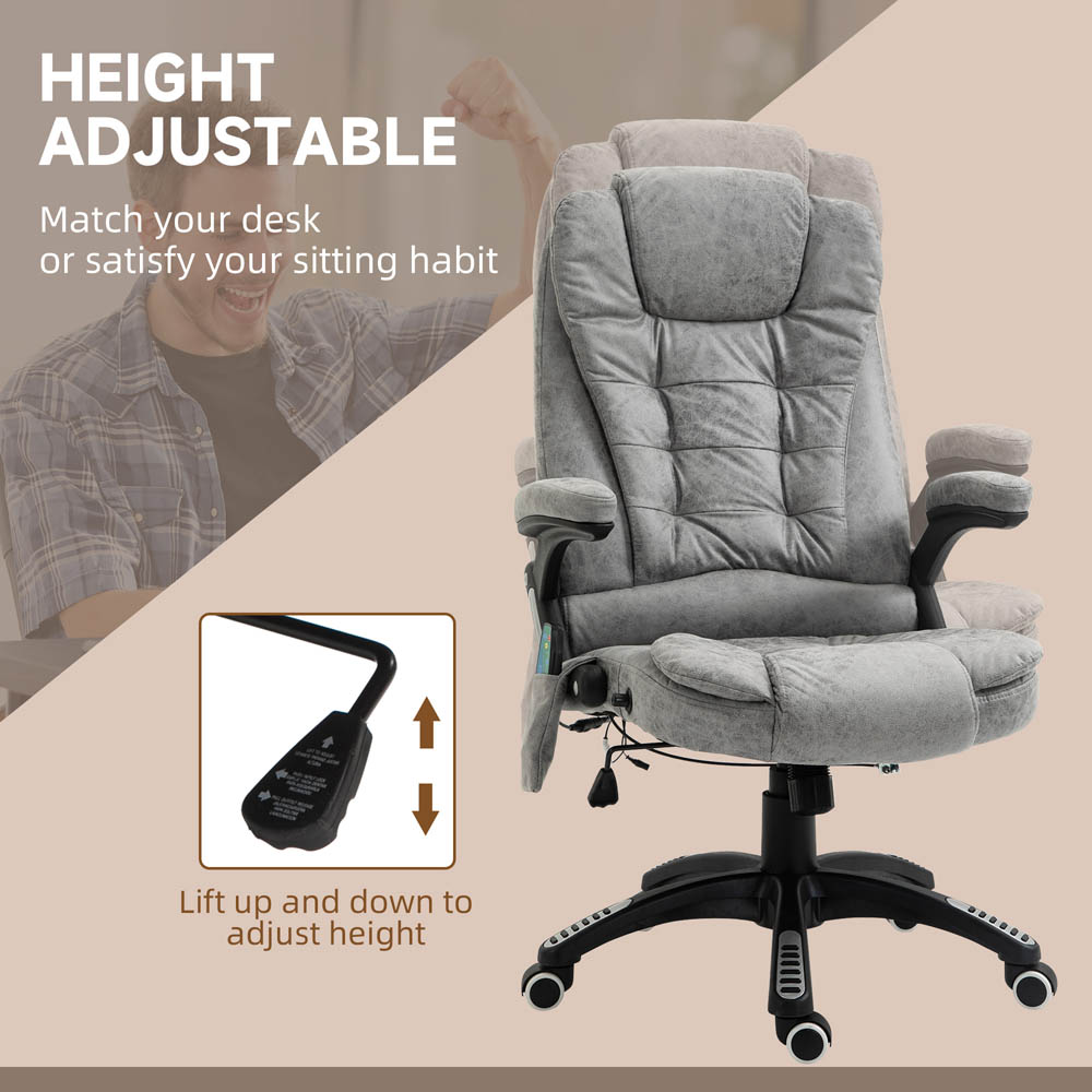 Portland Grey Microfibre Swivel Massage Recliner Office Chair Image 4