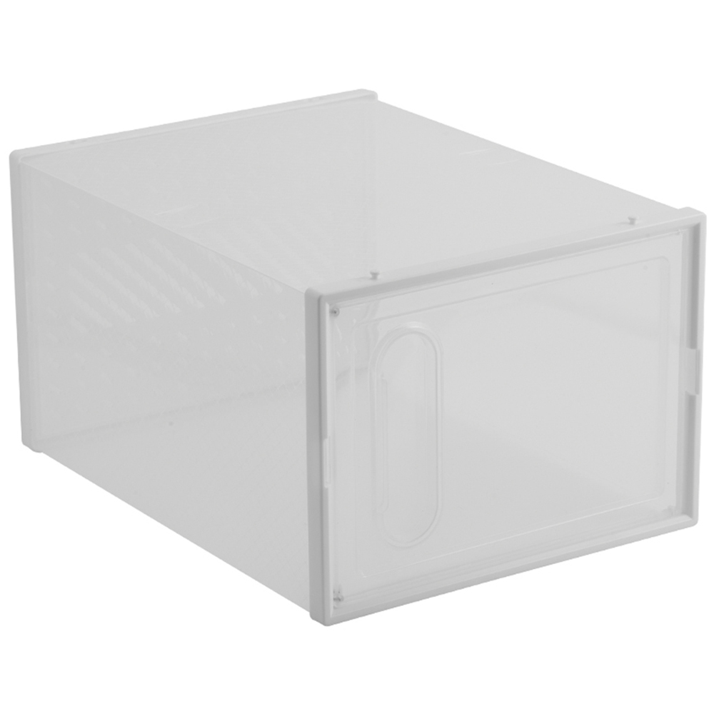 H&O Direct White Stackable Plastic Shoe Storage Box with Magnetic Door 12 Pack Image 1