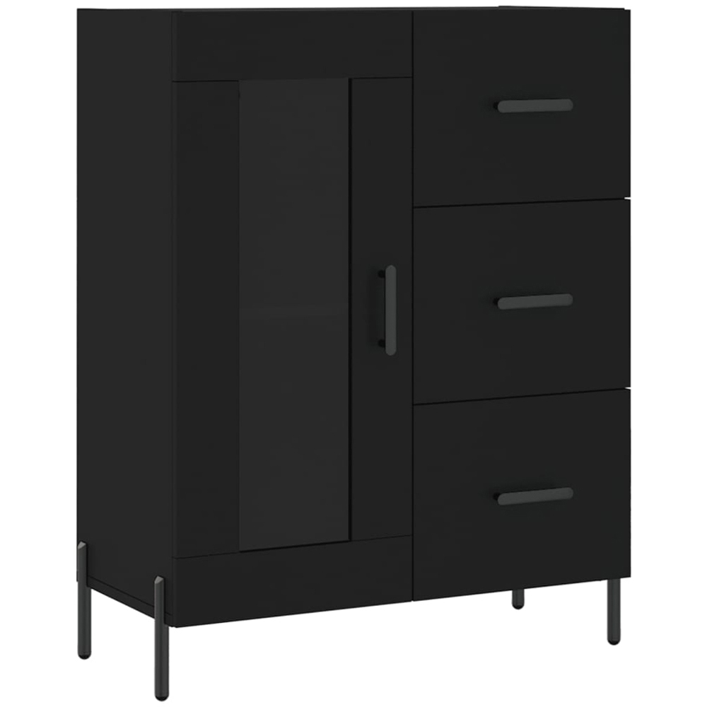 vidaXL Single 3 Drawer 3 Open Shelf Black Highboard Image 7
