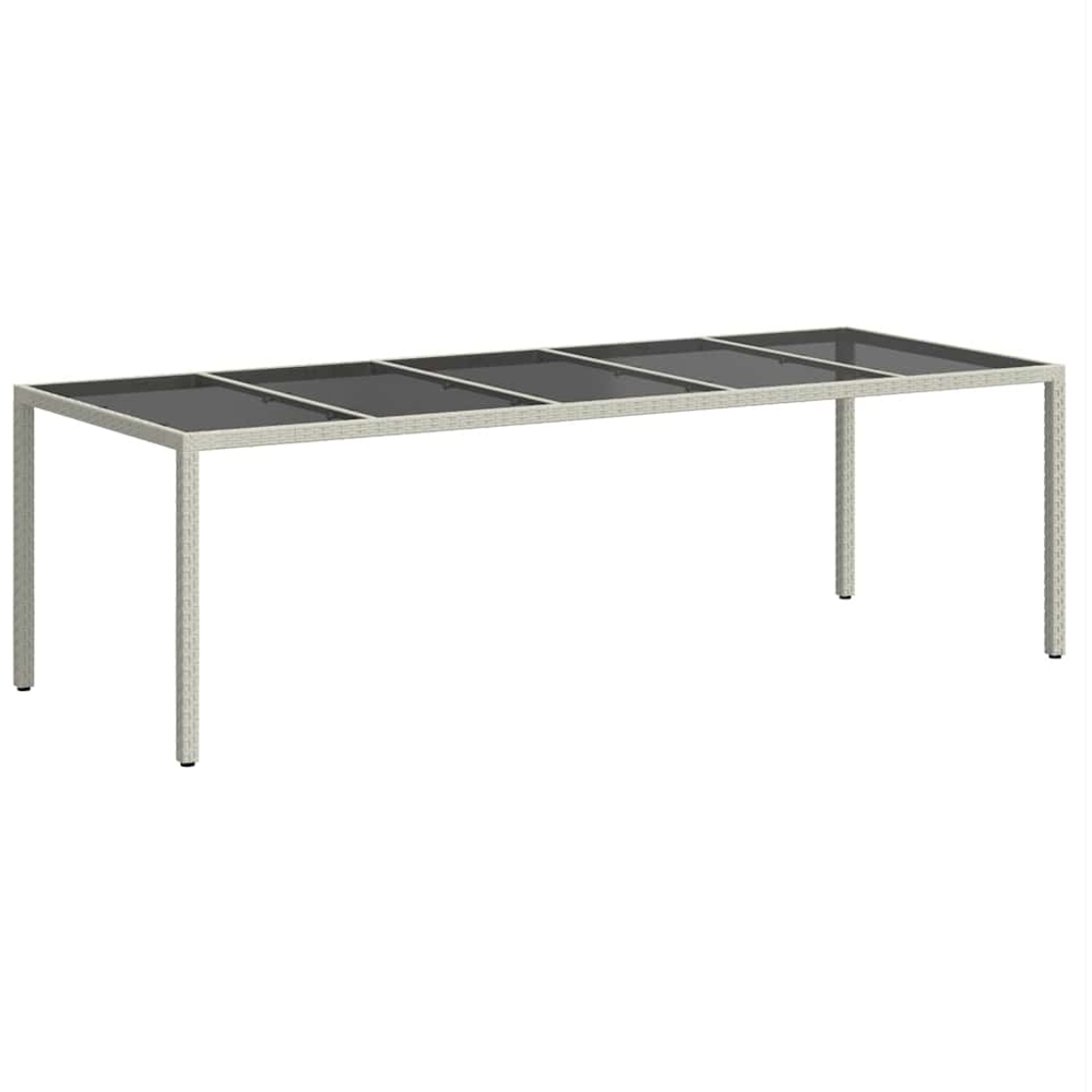vidaXL 8 Seater White Polyrattan and Tempered Glass Garden Table Image 5