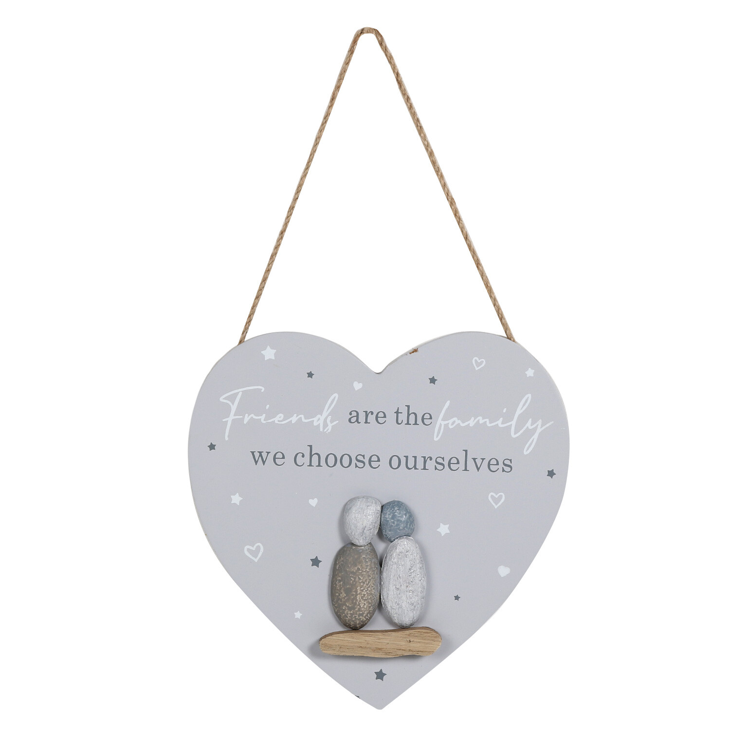Grey Friends are the Family Heart Wall Sign 20 x 20cm Image 1
