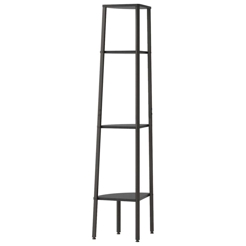 vidaXL 4 Shelf Black Wood and Steel Corner Bookcase Image 3