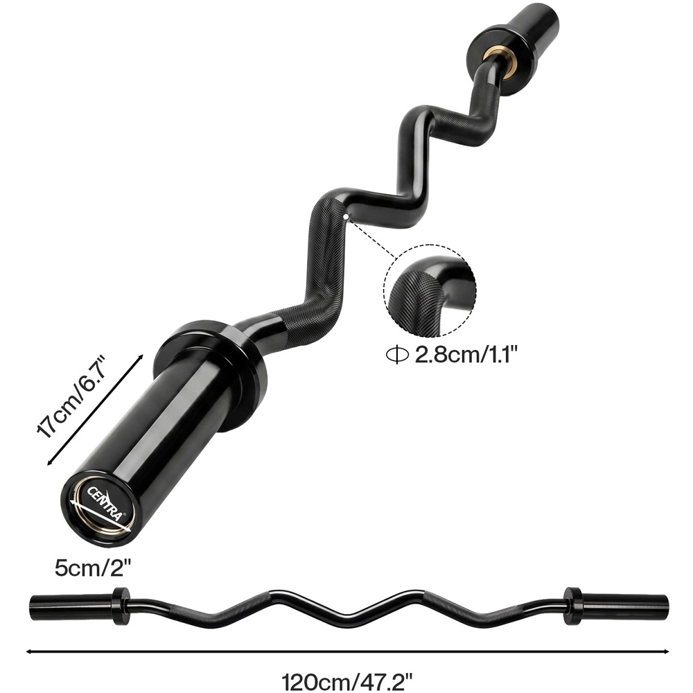 Centra Traderight 4ft Olympic EZ Curl Bar for 2 inch Weight Plates Image 9