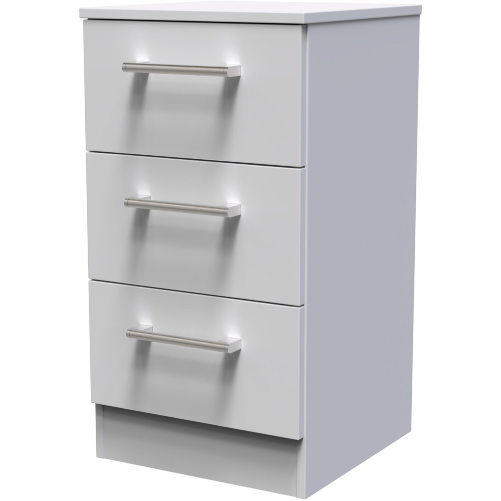 Crowndale Devon 3 Drawer Grey Matt Bedside Table Image 2