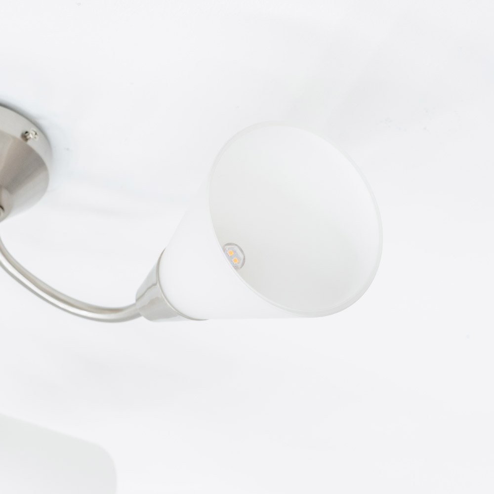 ValueLights Kristina 3 Way Frosted White Shade Silver Metal Flush LED Ceiling Light Image 4
